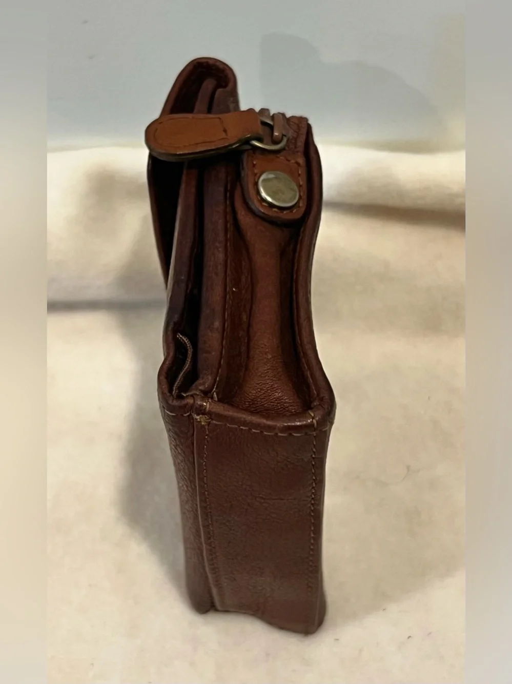 Fossil Chestnut Brown Pebbled Leather Wallet